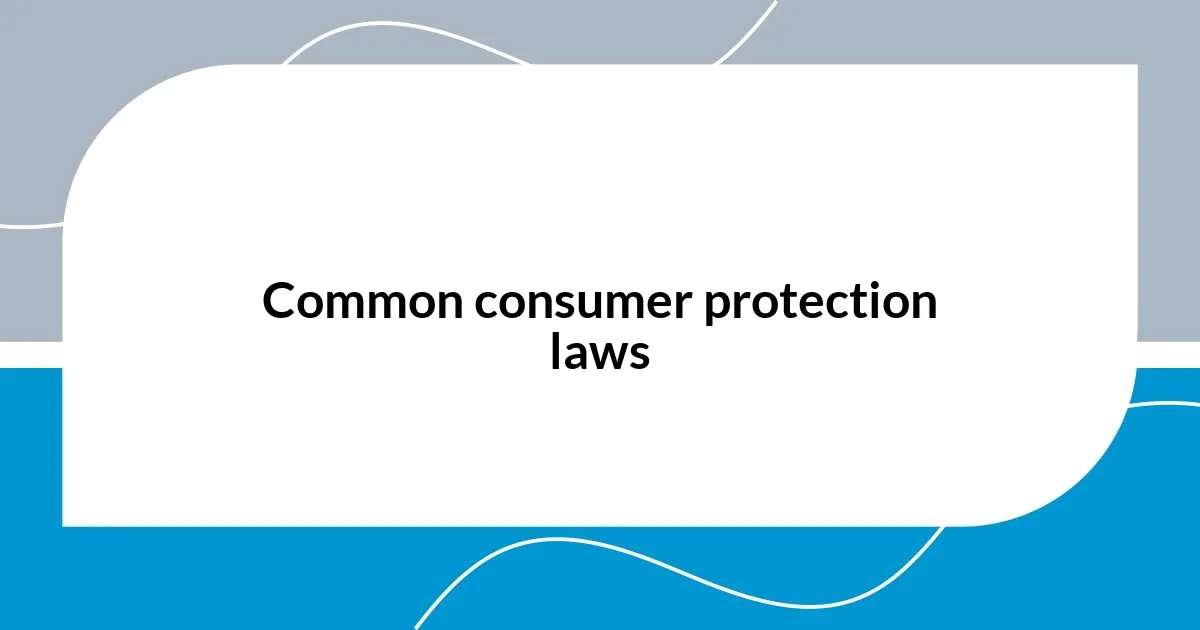 Common consumer protection laws
