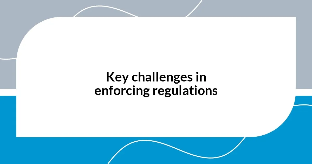 Key challenges in enforcing regulations